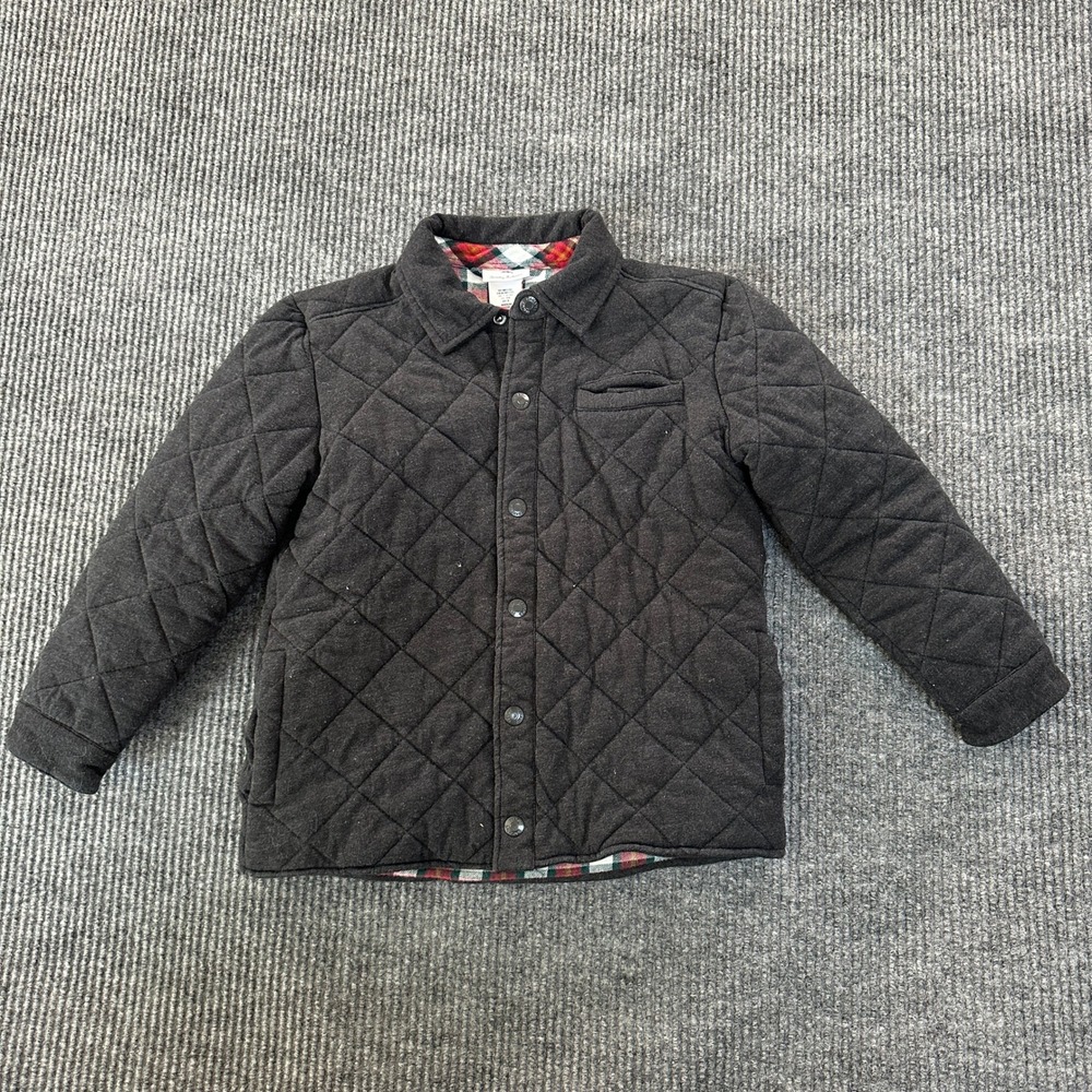 Tommy Bahama Boys Quilted Flannel Lined Shirt Jacket M 7/8 Gray Cotton Blend